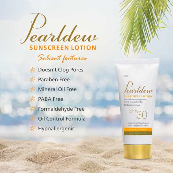 Pearldew Sunscreen Lotion (Spf 30) 50 Ml | With Aloe Vera | Uva & Uvb Protection (Pack Of 4)