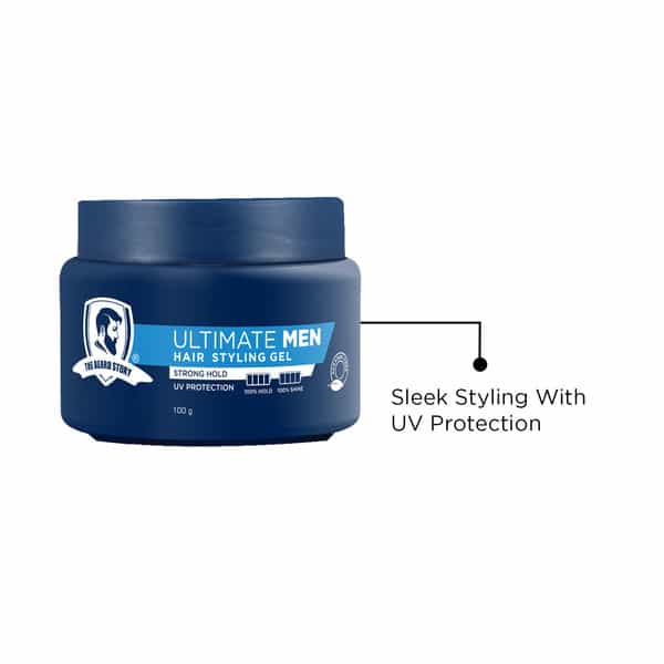 The Beard Story Ultimate Men Hair Styling Gel Strong Hold With Uv Protection For Shiny Hair 100 G