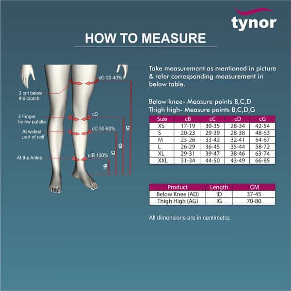 Tynor Medical Compression Stocking Knee High Class 2 (Pair) Beige Large Pack Of 2