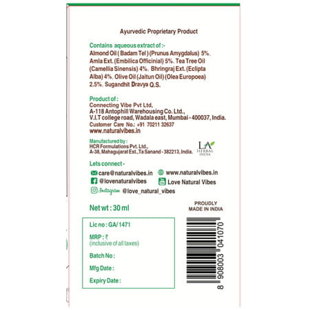 Natural Vibes Tea Tree Hair Repair Serum 30 Ml ~ For Treating Dandruff | Hairfall And Damaged Hair