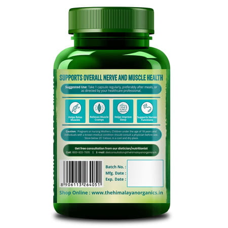 Himalayan Organics Highly Absorbable Magnesium Glycinate | For Men & Women - 120 Vegetable Capsules