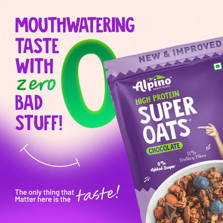 Alpino High Protein Super Oats Chocolate Pouch 400 Gm
