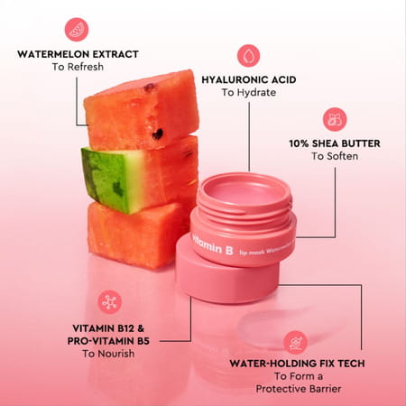 The Face Shop Vitamin B Tinted Overnight Lip Balm | Watermelon | Shea Butter | Soft Pink Lips - 5