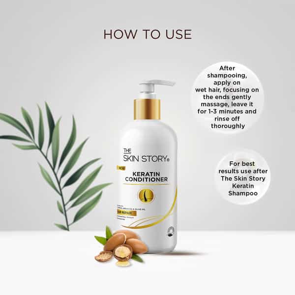 The Skin Story Sulphate Free Anti Frizz Keratin Conditioner Instant Gloss | Vit E Olive Oil 250G