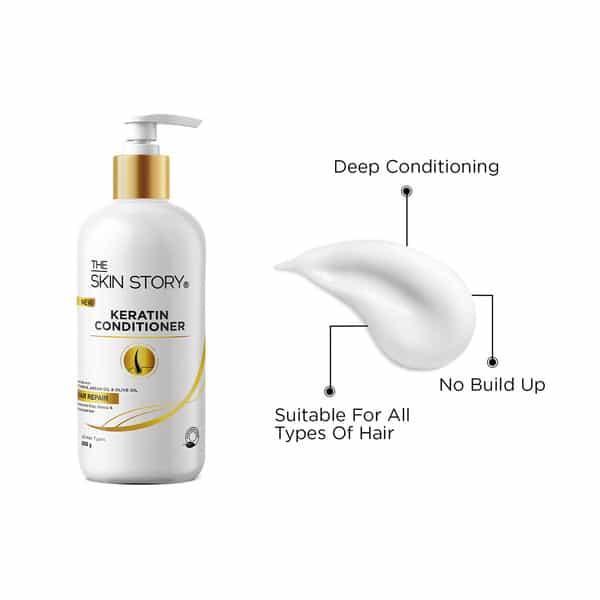 The Skin Story Sulphate Free Anti Frizz Keratin Conditioner Instant Gloss | Vit E Olive Oil 250G