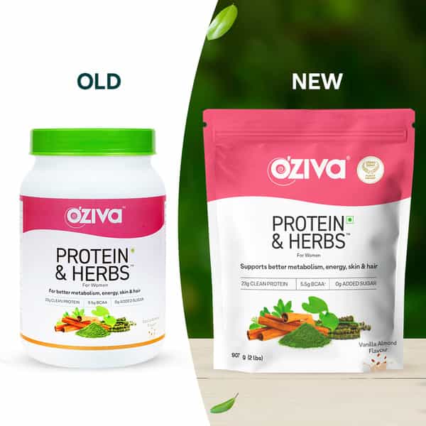 Oziva Protein & Herbs For Women Vanilla Almond (1Kg) | For Weight Control