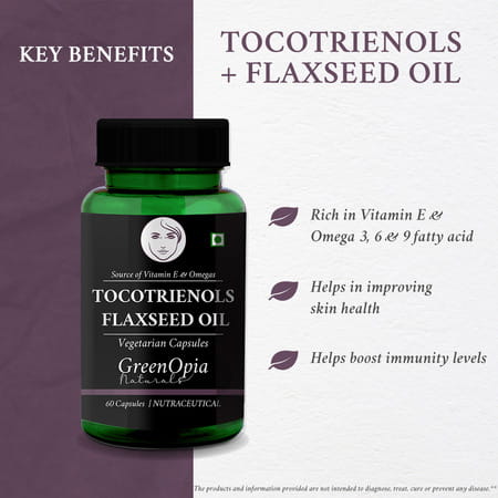 Greenopia Tocotrienols + Flaxseed Oil 60 Liquid Filled Vegetarian Capsules