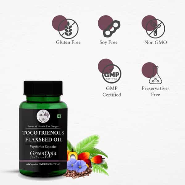 Greenopia Tocotrienols + Flaxseed Oil 60 Liquid Filled Vegetarian Capsules