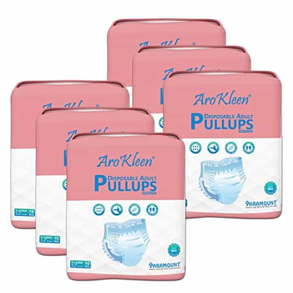 Arokleen Adult Diaper Pull-Ups Extra Large (Waist Size: 96 Cm-165 Cm) 10 Pcs Per Packet Pack Of 6