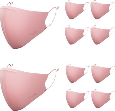 Frido Ultimate Pro Copper Mask|Pink|Nose Clip|Ear Loop|Washable|Imported|Medium Size (Pack Of 10)