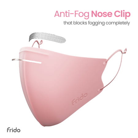 Frido Ultimate Pro Copper Mask|Pink|Nose Clip|Ear Loop|Washable|Imported|Medium Size (Pack Of 10)