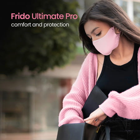 Frido Ultimate Pro Copper Mask|Pink|Nose Clip|Ear Loop|Washable|Imported|Medium Size (Pack Of 10)