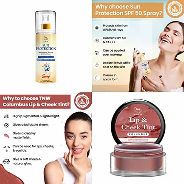 Tnw The Natural Wash Skincare Combo With Sun Protection Spf 50 Spray & Columbus Lipr All Skin Types