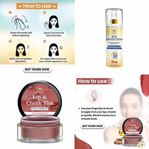 Tnw The Natural Wash Skincare Combo With Sun Protection Spf 50 Spray & Columbus Lipr All Skin Types
