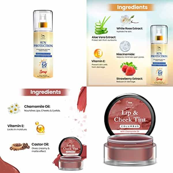 Tnw The Natural Wash Skincare Combo With Sun Protection Spf 50 Spray & Columbus Lipr All Skin Types
