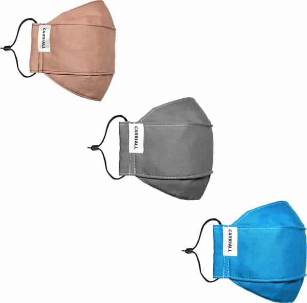 Carriall Adult Unisex 3 Layer Reusable Washable Cotton Mask (Camsm087) Pack Of 3