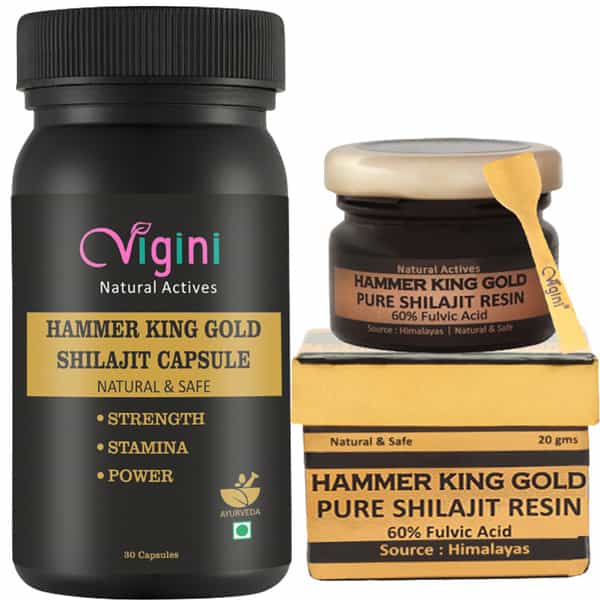Vigini Hammer King Gold Shilajit Capsule With Pure Himalayan Shilajit Resin For Men Stamina