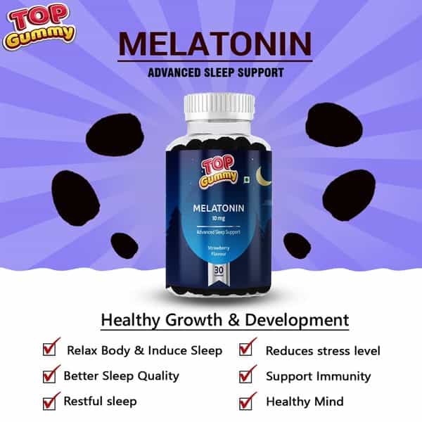 Top Gummy Melatonin 10Mg Advanced Sleep Support ( Strawberry Flavour ) -30 Gummies