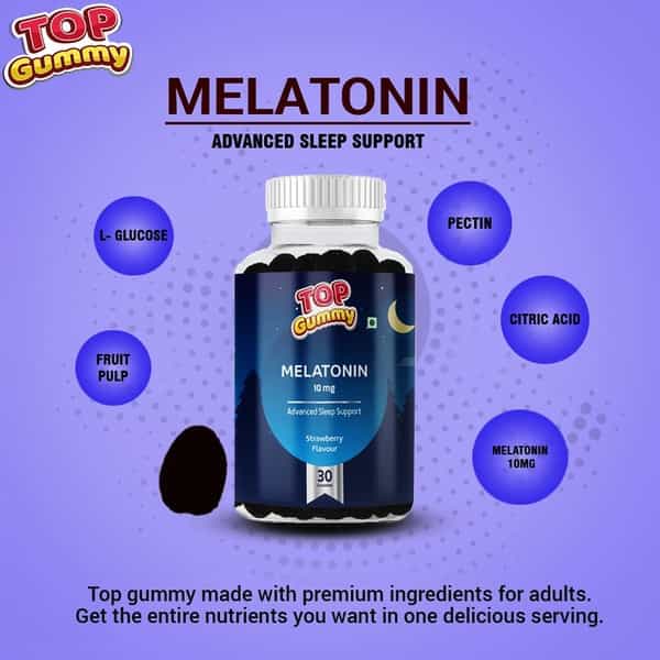 Top Gummy Melatonin 10Mg Advanced Sleep Support ( Strawberry Flavour ) -30 Gummies