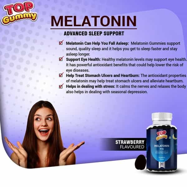 Top Gummy Melatonin 10Mg Advanced Sleep Support ( Strawberry Flavour ) -30 Gummies