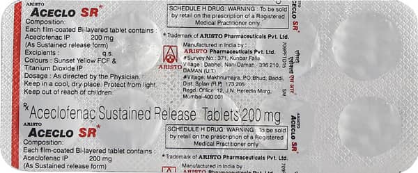 Aceclo Sr 200mg Strip Of 10 Tablets