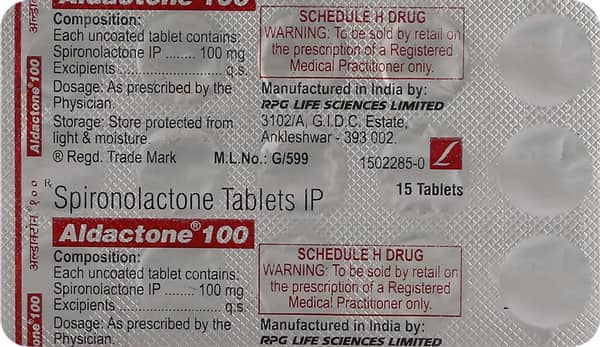 Aldactone 100mg Strip Of 15 Tablets