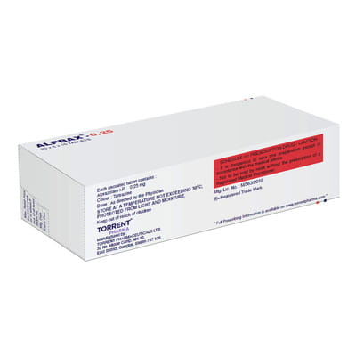 Alprax 0.25mg Strip Of 15 Tablets