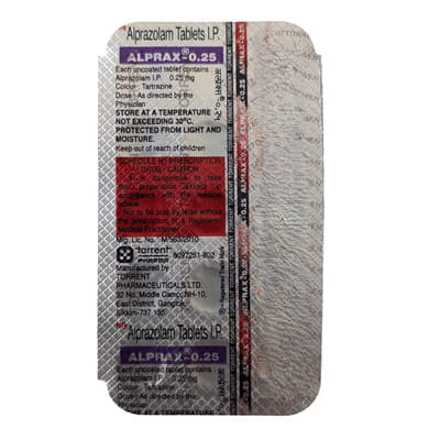 Alprax 0.25mg Strip Of 15 Tablets