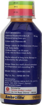 Ambrolite Bottle Of 100ml Syrup
