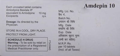 Amdepin 10mg Strip Of 10 Tablets