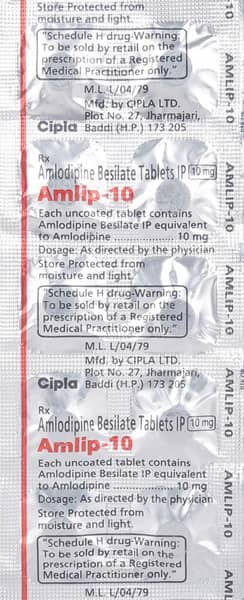 Amlip 10mg Strip Of 10 Tablets