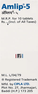 Amlip 5mg Strip Of 10 Tablets