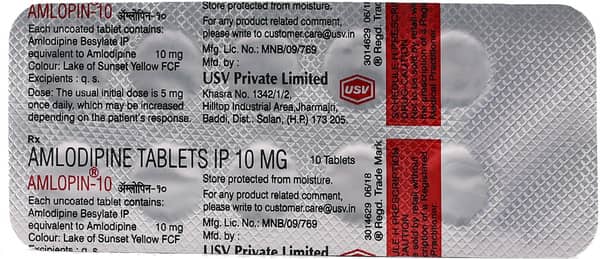 Amlopin 10mg Strip Of 10 Tablets