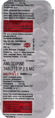 अम्लोपिन 2.5एमजी 10 टैबलेट की स्ट्रिप