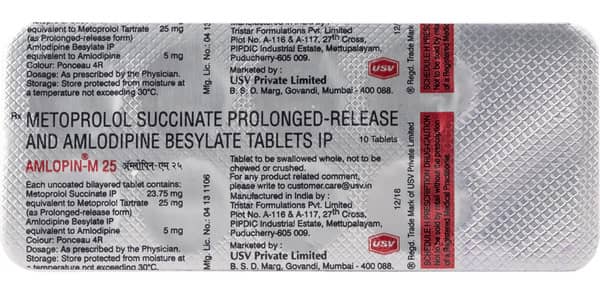 Amlopin M 25mg Strip Of 10 Tablets