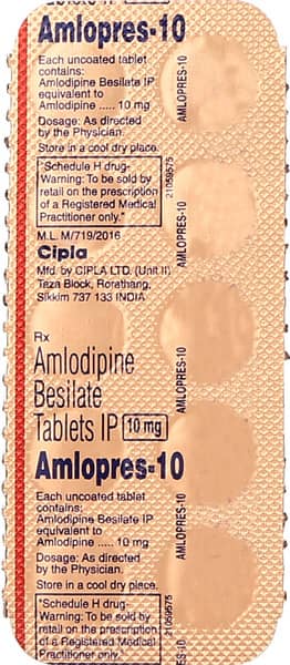 Amlopres 10mg Strip Of 10 Tablets