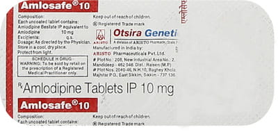 Amlosafe 10mg Strip Of 10 Tablets