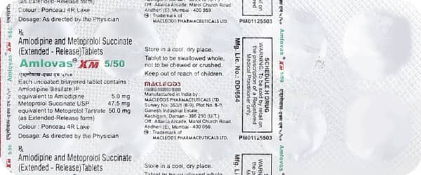 Amlovas Xm 5/50Mg Strip Of 10 Tablets