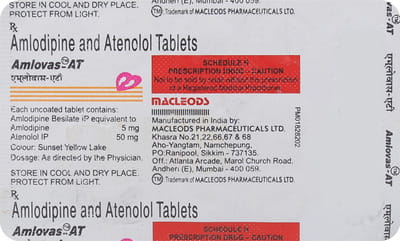 Amlovas At 50mg Strip Of 15 Tablets
