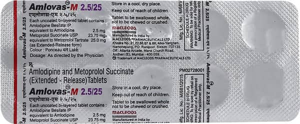 Amlovas M 2.5/25mg Strip Of 10 Tablets