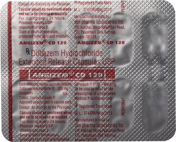 Angizem Cd 120mg Strip Of 10 Capsules