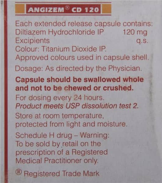 Angizem Cd 120mg Strip Of 10 Capsules