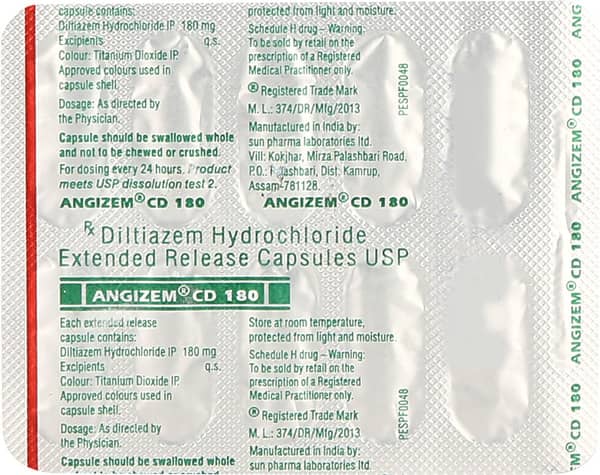Angizem Cd 180mg Strip Of 10 Capsules