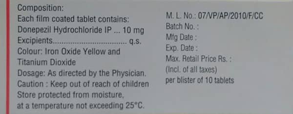 Aricep 10mg Strip Of 10 Tablets