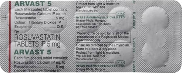 Arvast 5mg Strip Of 10 Tablets