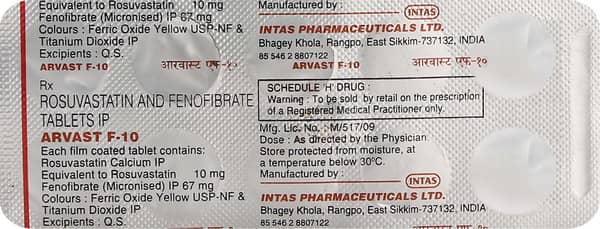 Arvast F 10mg Strip Of 10 Tablets