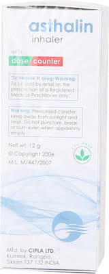 Asthalin 100mcg Cfc Free Box Of 200md Metered Dose Inhaler