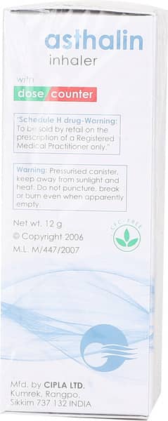 Asthalin 100Mcg Cfc Free Box Of 200Md Metered Dose Inhaler