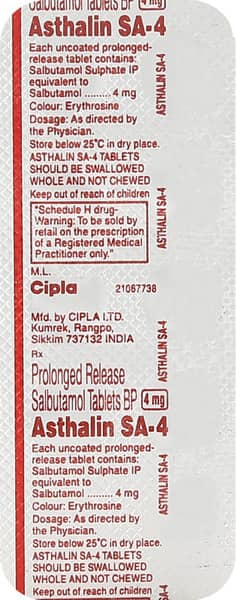 Asthalin Sa 4Mg Strip Of 10 Tablets