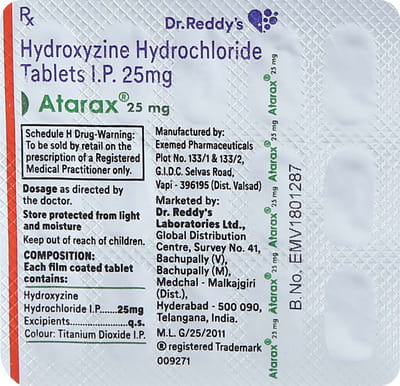 Atarax 25mg Strip Of 15 Tablets